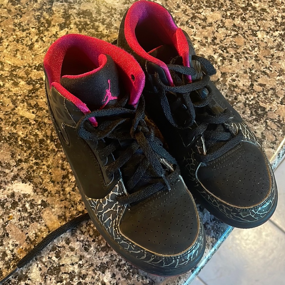 2015 Pink Cheetah Jordan sneakers size 1! Great shape for age!